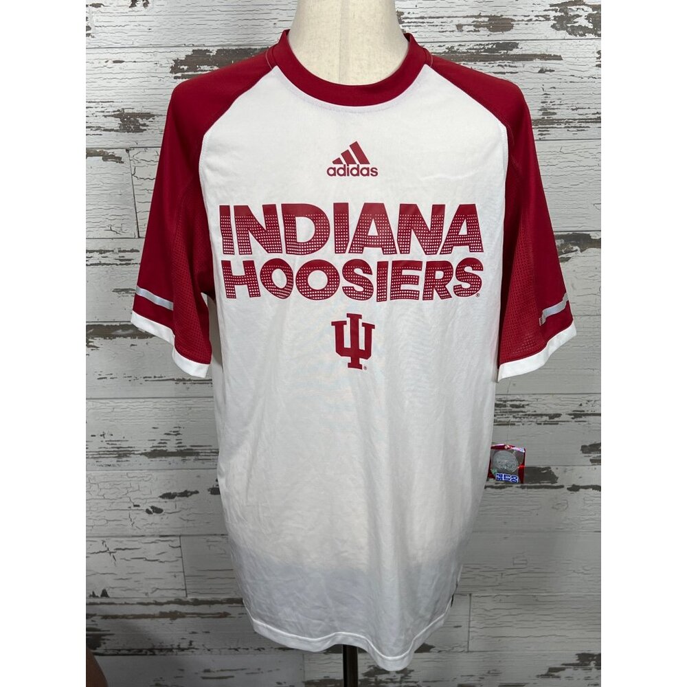 ADIDAS Climalite Indiana Hoosiers Men's Short Sleeve T-Shirt White/Red Sz M NWT